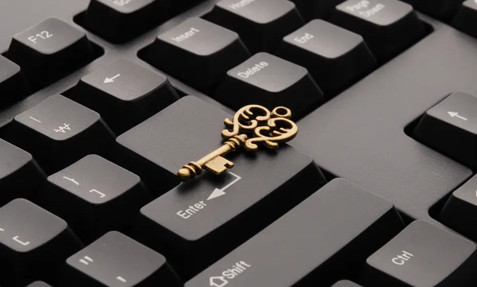 Old fashioned key on keyboard