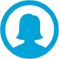 Blue female client icon.