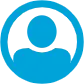 Blue male client icon.
